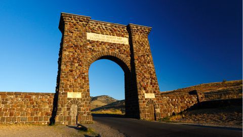 Yellowstone National Park Roosevelt Arch at North Entrance